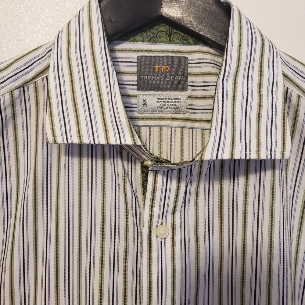 Thomas Dean Striped Long Sleave Button Up Shirt XL